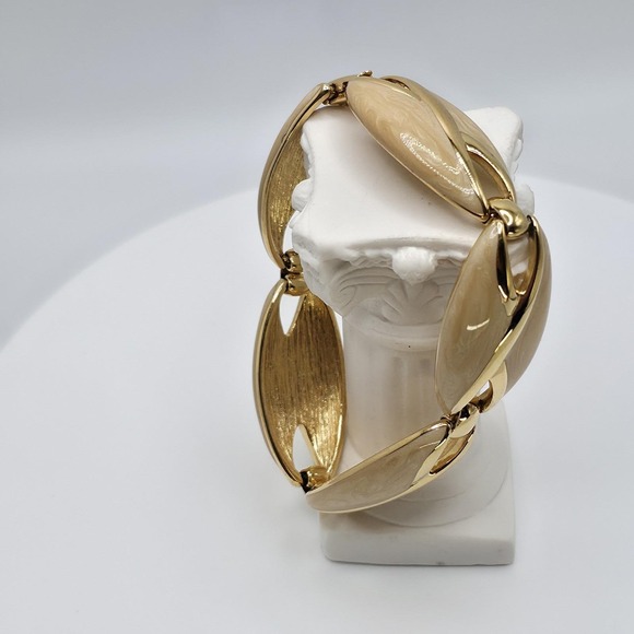 Vintage 1950s Signed NAPIER Panel Bracelet Gold Tone Enamel 7" FREE $HIPPING!! - Picture 9 of 12